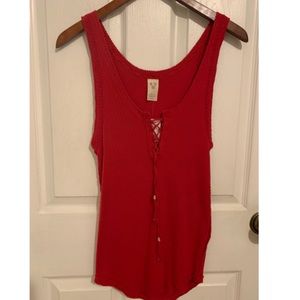 Free People red tie up tank top